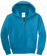 Port & Company - Youth Core Fleece Full-Zip Hooded Sweatshirt Youth Apparel Hoodies & Sweatshirts