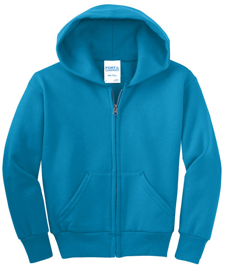 Port & Company - Youth Core Fleece Full-Zip Hooded Sweatshirt Youth Apparel Hoodies & Sweatshirts