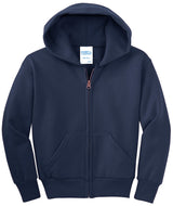 Port & Company - Youth Core Fleece Full-Zip Hooded Sweatshirt Youth Apparel Hoodies & Sweatshirts