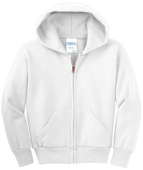 Port & Company - Youth Core Fleece Full-Zip Hooded Sweatshirt Youth Apparel Hoodies & Sweatshirts