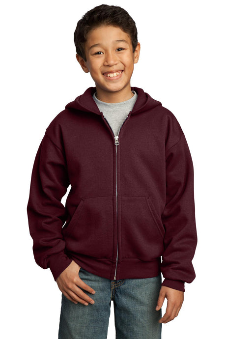 Port & Company - Youth Core Fleece Full-Zip Hooded Sweatshirt Youth Apparel Hoodies & Sweatshirts