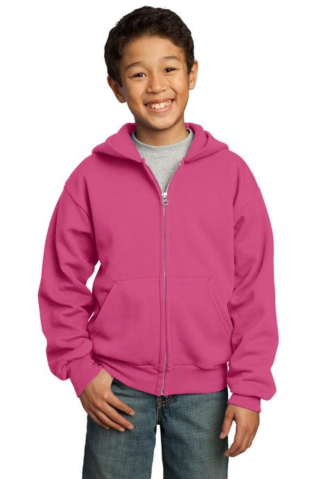 Port & Company - Youth Core Fleece Full-Zip Hooded Sweatshirt Youth Apparel Hoodies & Sweatshirts