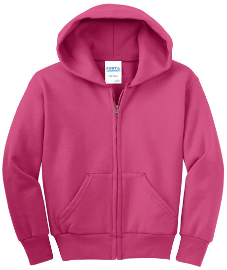 Port & Company - Youth Core Fleece Full-Zip Hooded Sweatshirt Youth Apparel Hoodies & Sweatshirts