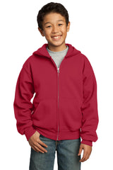 Port & Company - Youth Core Fleece Full-Zip Hooded Sweatshirt Youth Apparel Hoodies & Sweatshirts