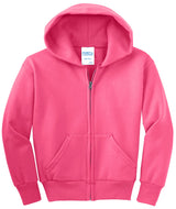 Port & Company - Youth Core Fleece Full-Zip Hooded Sweatshirt Youth Apparel Hoodies & Sweatshirts