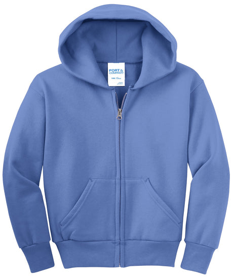 Port & Company - Youth Core Fleece Full-Zip Hooded Sweatshirt Youth Apparel Hoodies & Sweatshirts