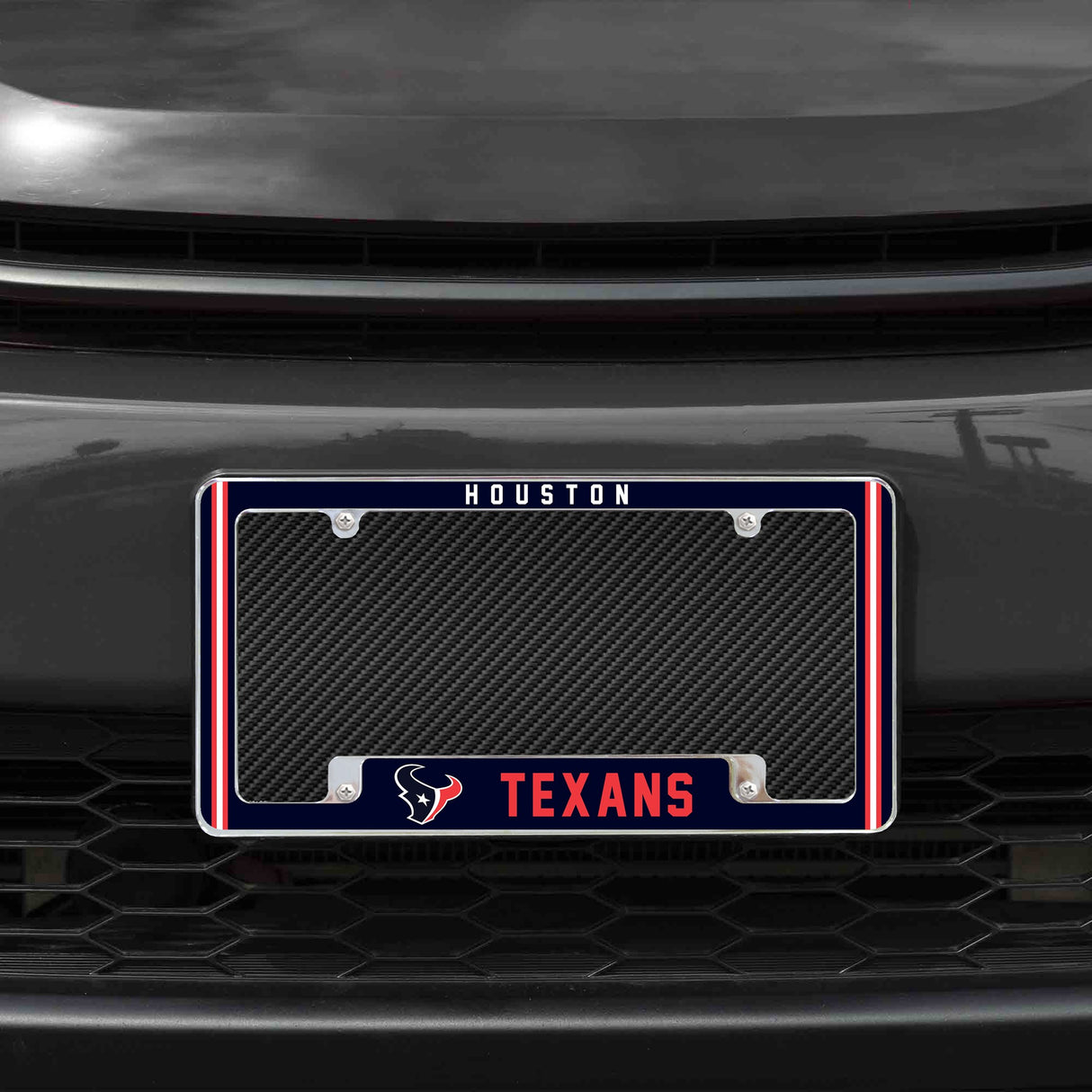 Rico Industries NFL  Houston Texans Classic 12" x 6" Chrome License Plate Frame-1
