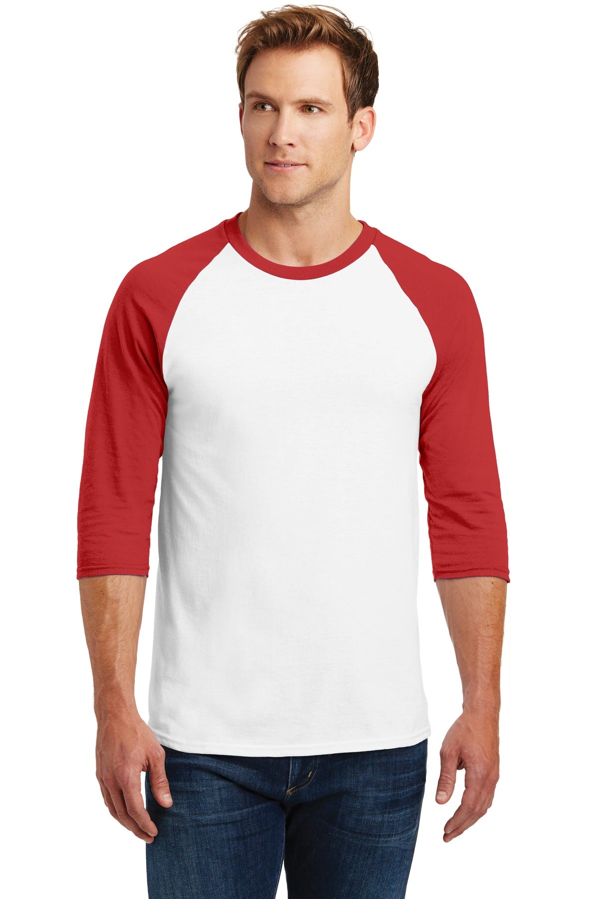 Gildan Men's Heavy Cotton 3/4-Sleeve Raglan T-Shirt. 5700 Gildan