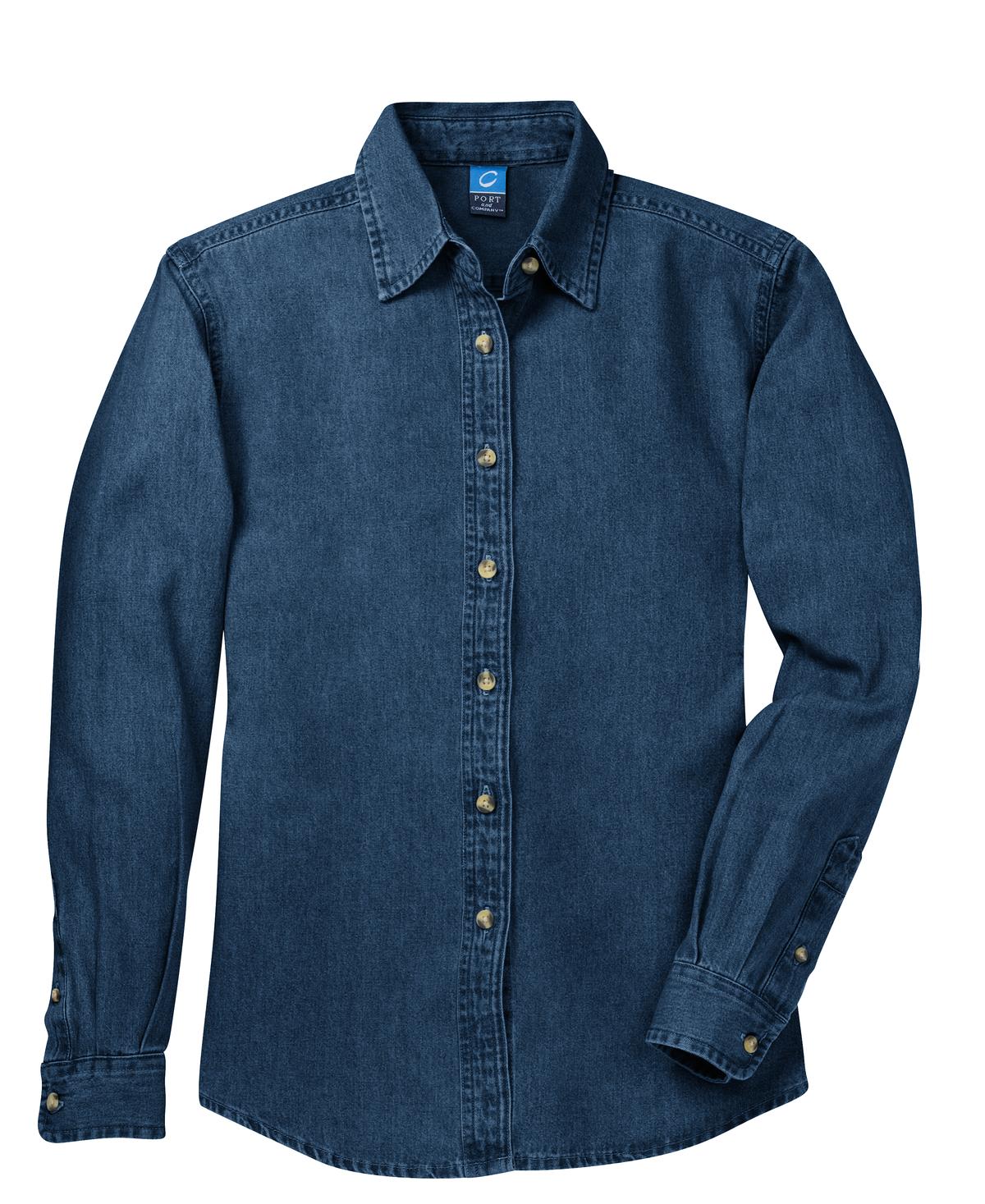 Port & Company - Women's Long Sleeve Value Denim Shirt