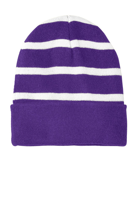 Sport-Tek Men's   Striped Beanie with Solid Band