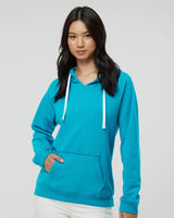 J. America Women's Sueded V-Neck Hooded Sweatshirt
