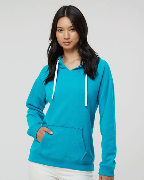 J. America Women's Sueded V-Neck Hooded Sweatshirt