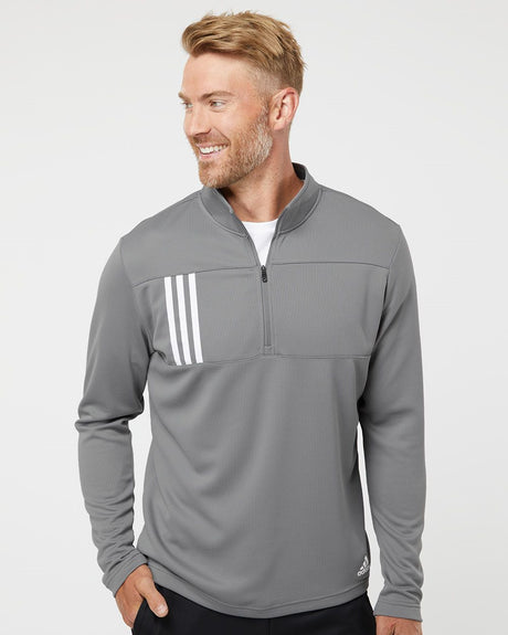 adidas Men's 3-Stripes Double Knit Quarter-Zip Pullover