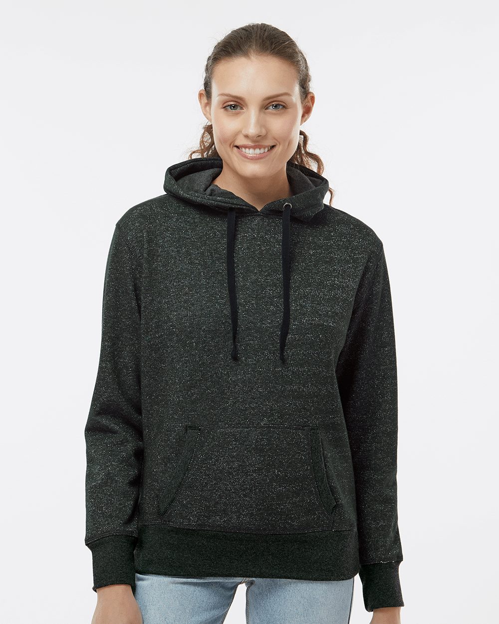 J. America Women's Glitter French Terry Hooded Sweatshirt J. America