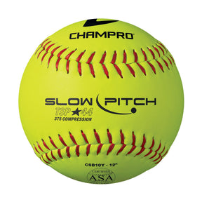 Champro One Dozen ASA/USA Yellow Leather Cover Slow Pitch 12" Softballs
