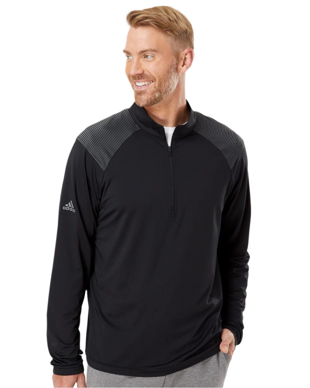 adidas Men's Shoulder Stripe Quarter-Zip Pullover adidas
