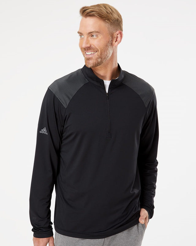 adidas Men's Shoulder Stripe Quarter-Zip Pullover