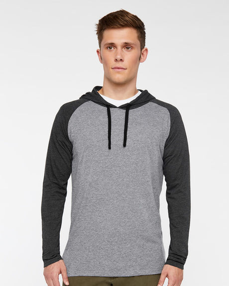 LAT Men's Fine Jersey Hooded Long Sleeve Raglan T-Shirt LAT