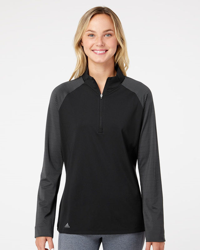 adidas Women's Stripe Block Quarter-Zip Pullover