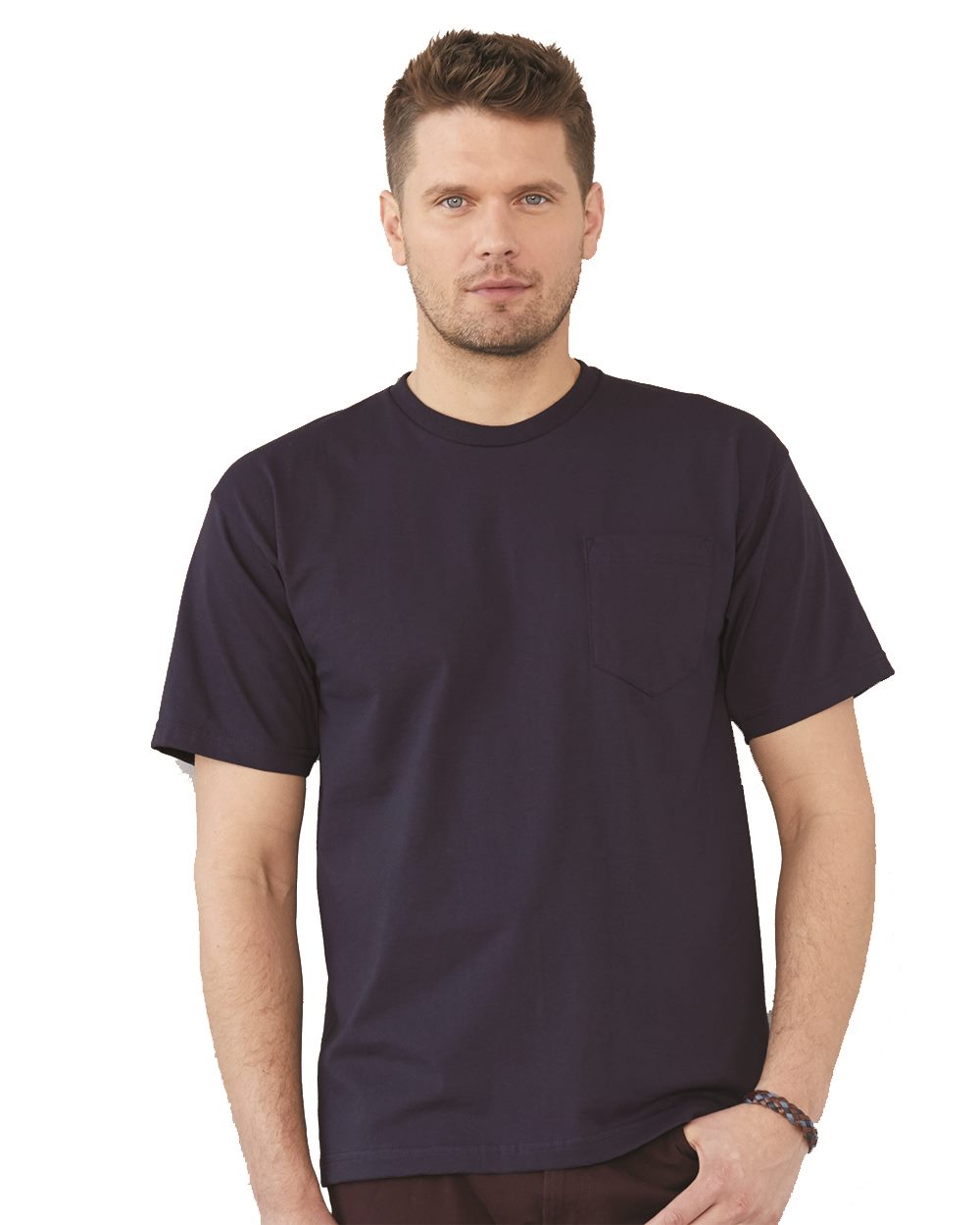 Bayside Men's USA-Made Short T-Shirt With a Pocket Bayside