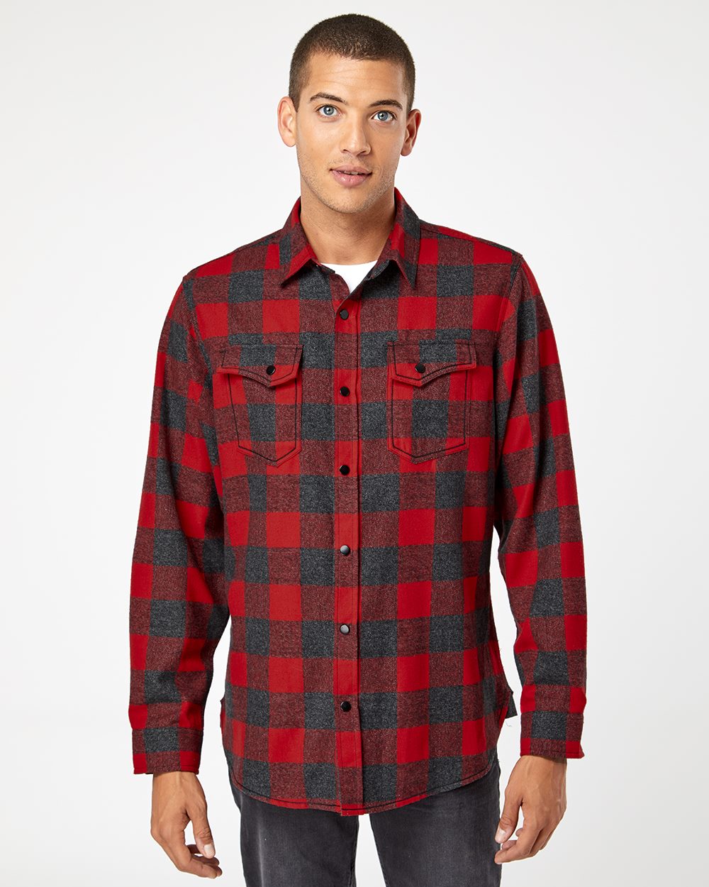 Burnside Men's Snap Front Long Sleeve Plaid Flannel Shirt Burnside