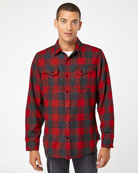 Burnside Men's Snap Front Long Sleeve Plaid Flannel Shirt Burnside