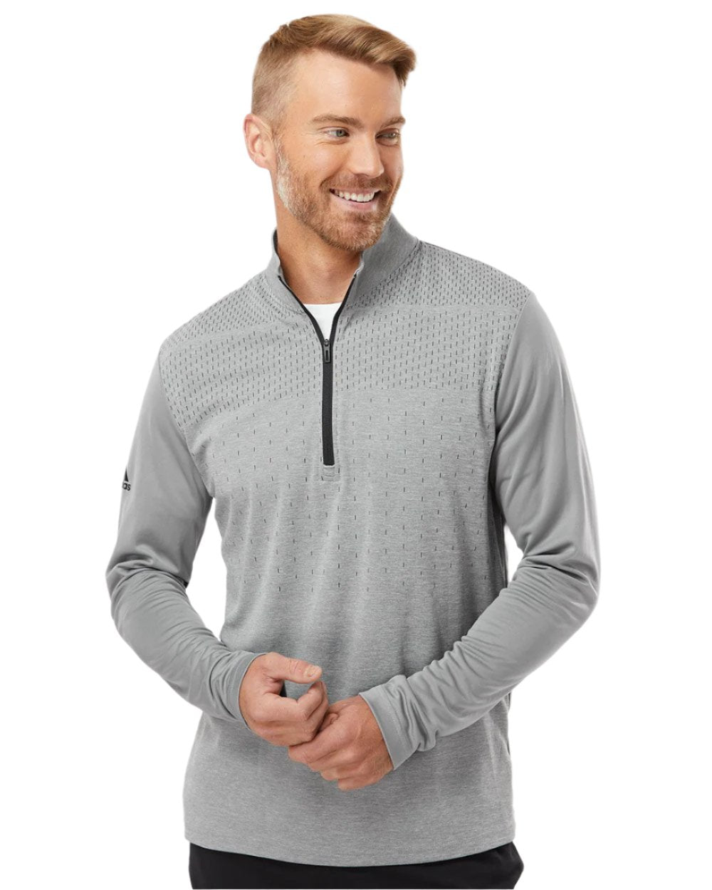 adidas Men's Heather Block Print Quarter-Zip Pullover adidas