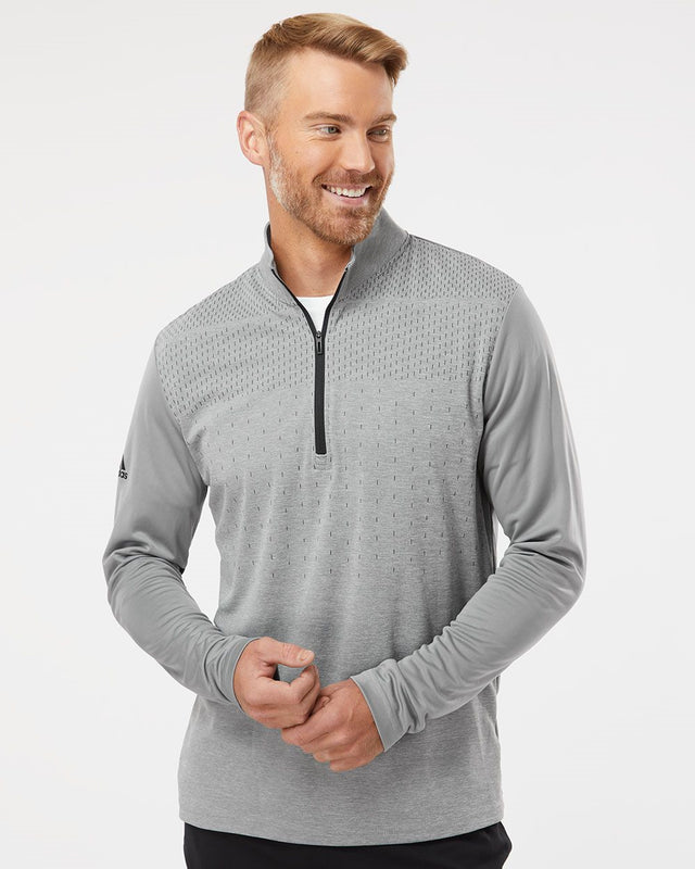 adidas Men's Heather Block Print Quarter-Zip Pullover