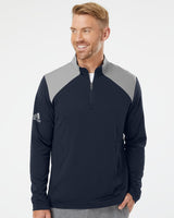 adidas Men's Textured Mixed Media Quarter-Zip Pullover