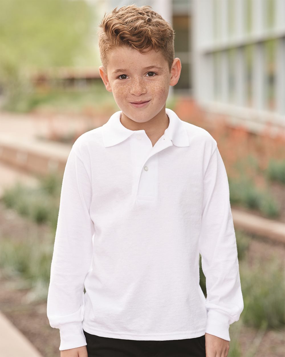 Jerzees Youth SpotShield™ Long-Sleeve Jersey Polo JERZEES