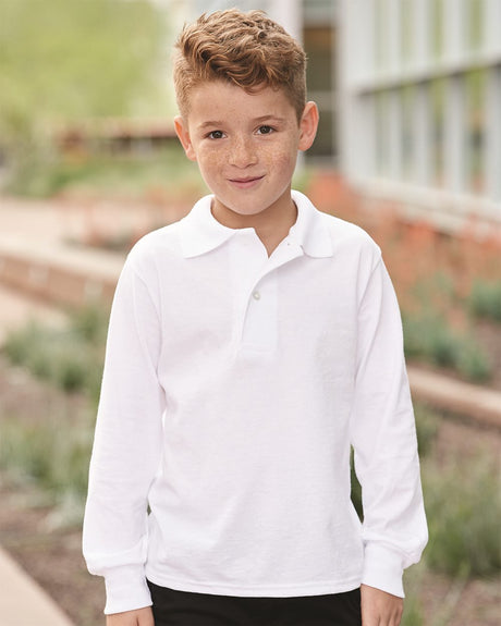 Jerzees Youth SpotShield™ Long-Sleeve Jersey Polo JERZEES