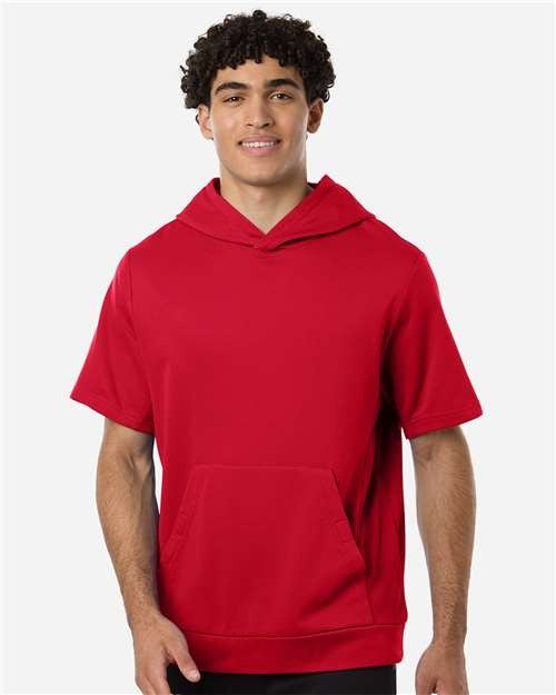 Team 365 Men's Squad Tech Fleece Hooded Short-Sleeve Sweatshirt-3