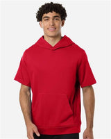 Team 365 Men's Squad Tech Fleece Hooded Short-Sleeve Sweatshirt-3