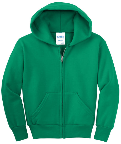 Port & Company - Youth Core Fleece Full-Zip Hooded Sweatshirt Youth Apparel Hoodies & Sweatshirts