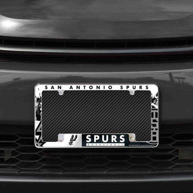 Rico Industries NBA  San Antonio Spurs Classic 12" x 6" Chrome License Plate Frame-1
