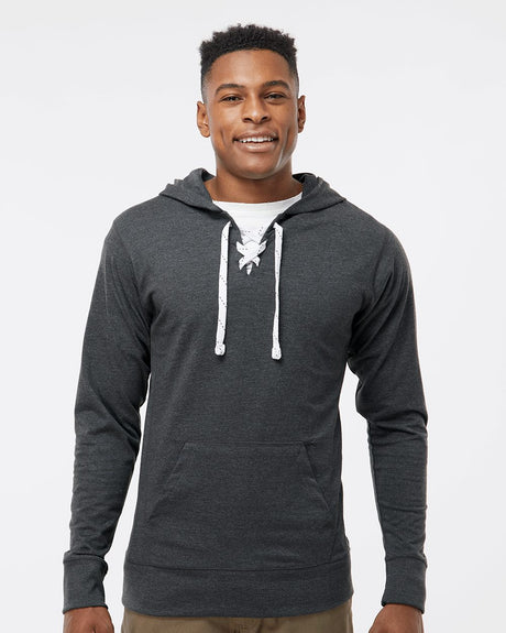 J. America Men's Jersey Sport Lace Hooded Pullover J. America