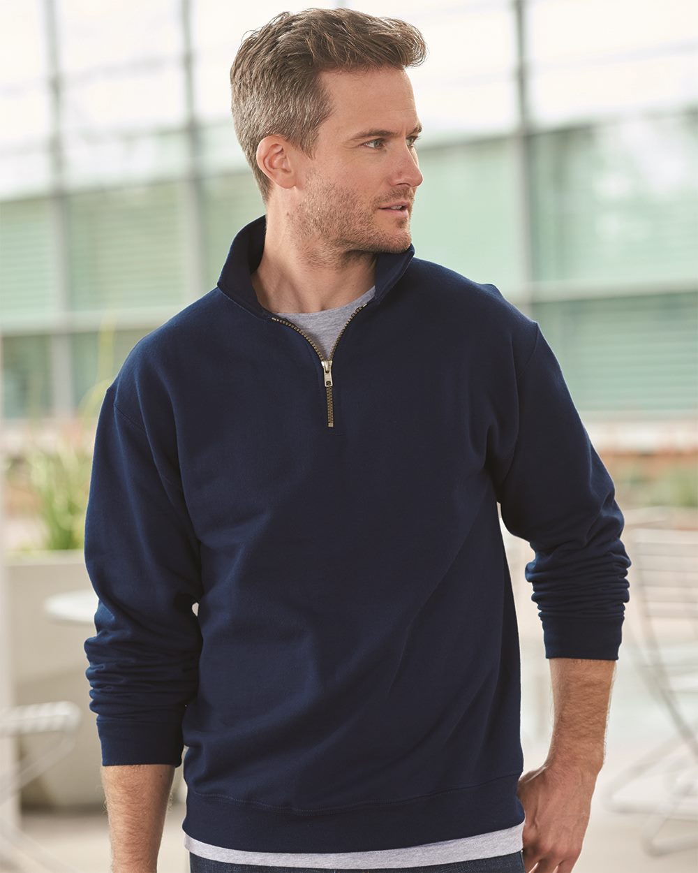 JERZEES Men's Super Sweats NuBlend Quarter-Zip Cadet Collar Sweatshirt JERZEES