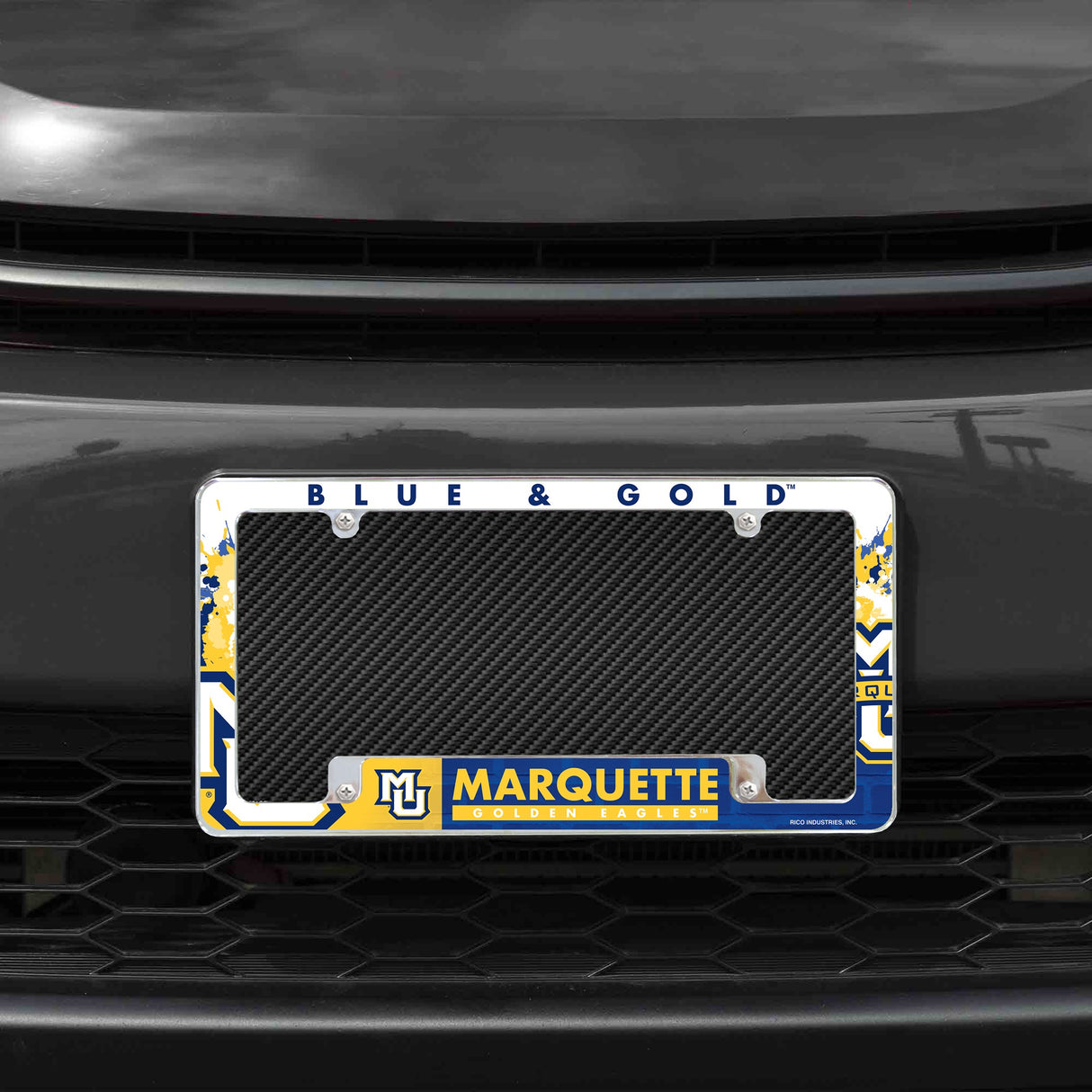 Rico Industries NCAA Marquette Golden Eagles Primary 12" x 6" Chrome License Plate Frame-1