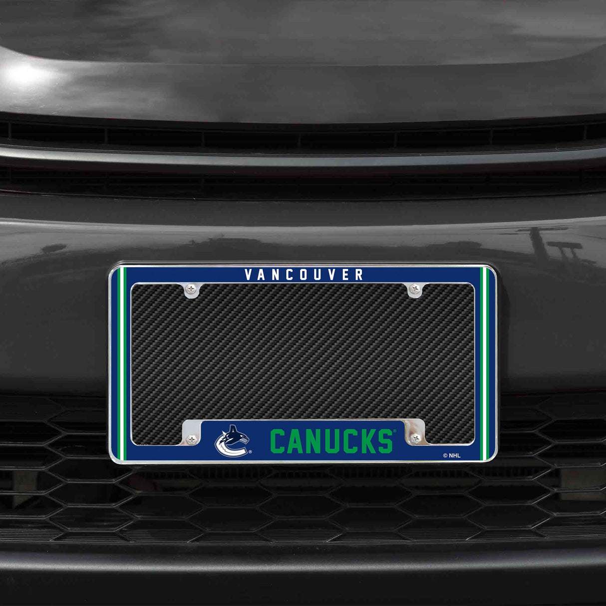 Rico Industries NHL  Vancouver Canucks Classic 12" x 6" Chrome License Plate Frame-1