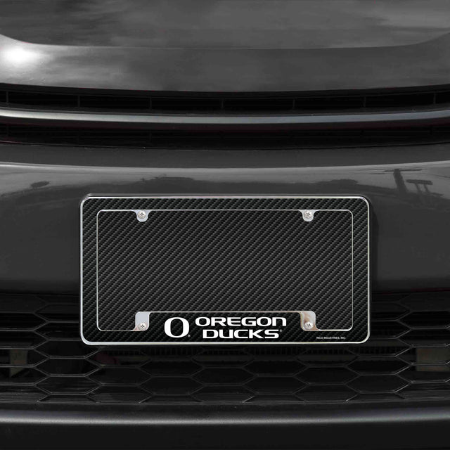 Rico Industries NCAA Oregon Ducks Carbon Fiber 12" x 6" Chrome License Plate Frame-1
