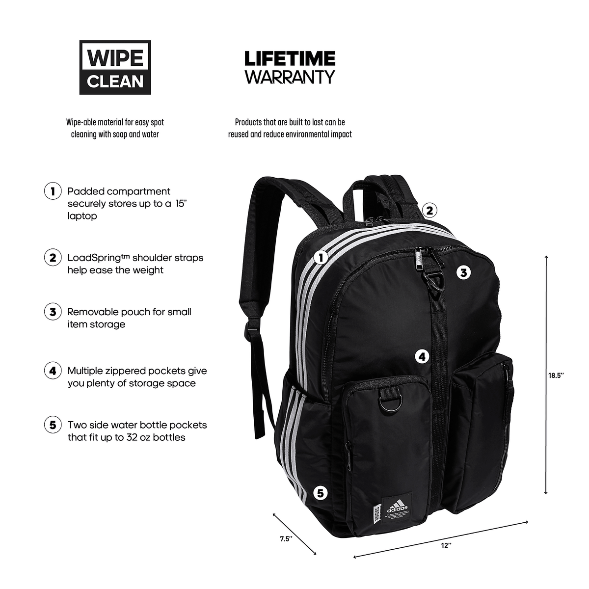adidas Iconic 3 Stripe Backpack-2
