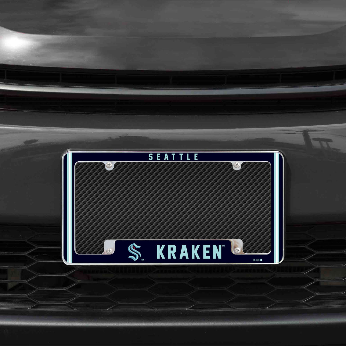 Rico Industries NHL  Seattle Kraken Classic 12" x 6" Chrome License Plate Frame-1