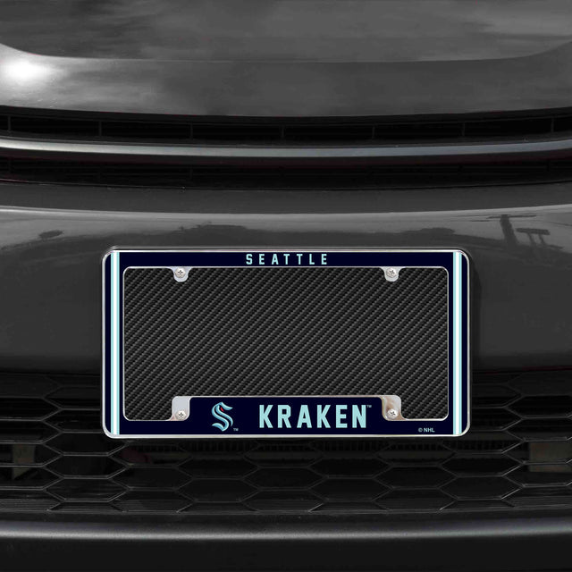 Rico Industries NHL  Seattle Kraken Classic 12" x 6" Chrome License Plate Frame-1