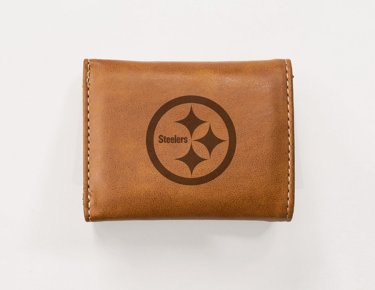 Rico Industries NFL  Pittsburgh Steelers  Laser Engraved Faux Leather Trifold Wallet-1