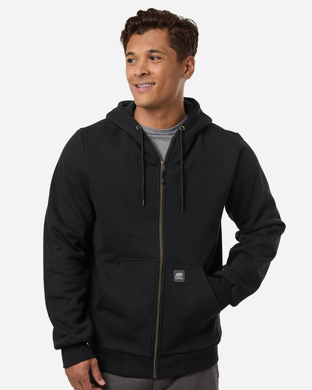 Berne Apparel Men's Heritage Grid Fleece-Lined Full-Zip Hooded Sweatshirt