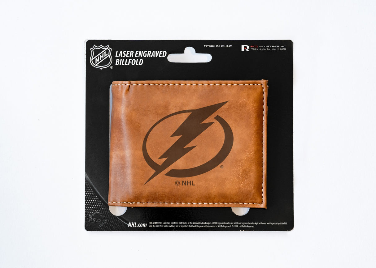 Rico Industries NHL  Tampa Bay Lightning  Laser Engraved Billfold Wallet-3