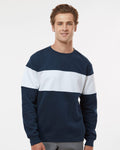 J. America Unisex Varsity Fleece Crewneck Sweatshirt 11164-SS Mens Apparel Sweatshirts & Fleece