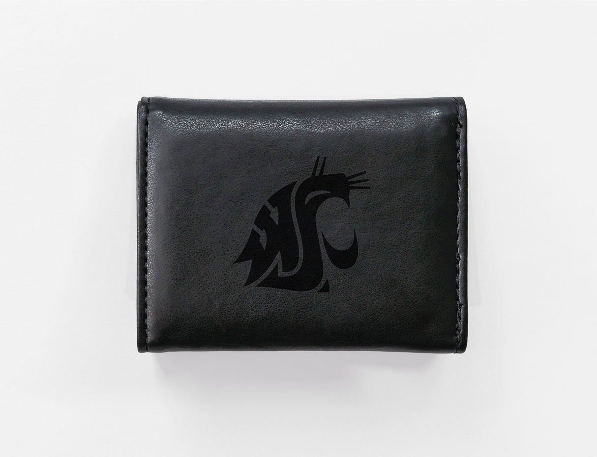 Rico Industries NCAA Washington State Cougars - WSU  Laser Engraved Faux Leather Trifold Wallet-1