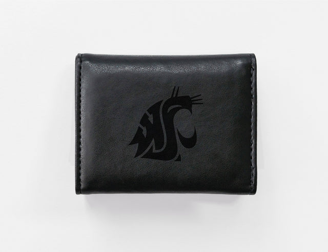 Rico Industries NCAA Washington State Cougars - WSU  Laser Engraved Faux Leather Trifold Wallet-1