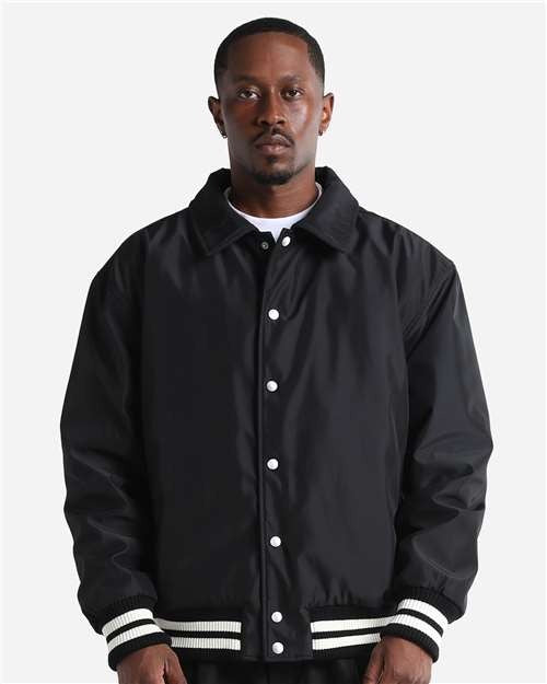 Shaka Wear Men's Collared Varsity Jacket-3